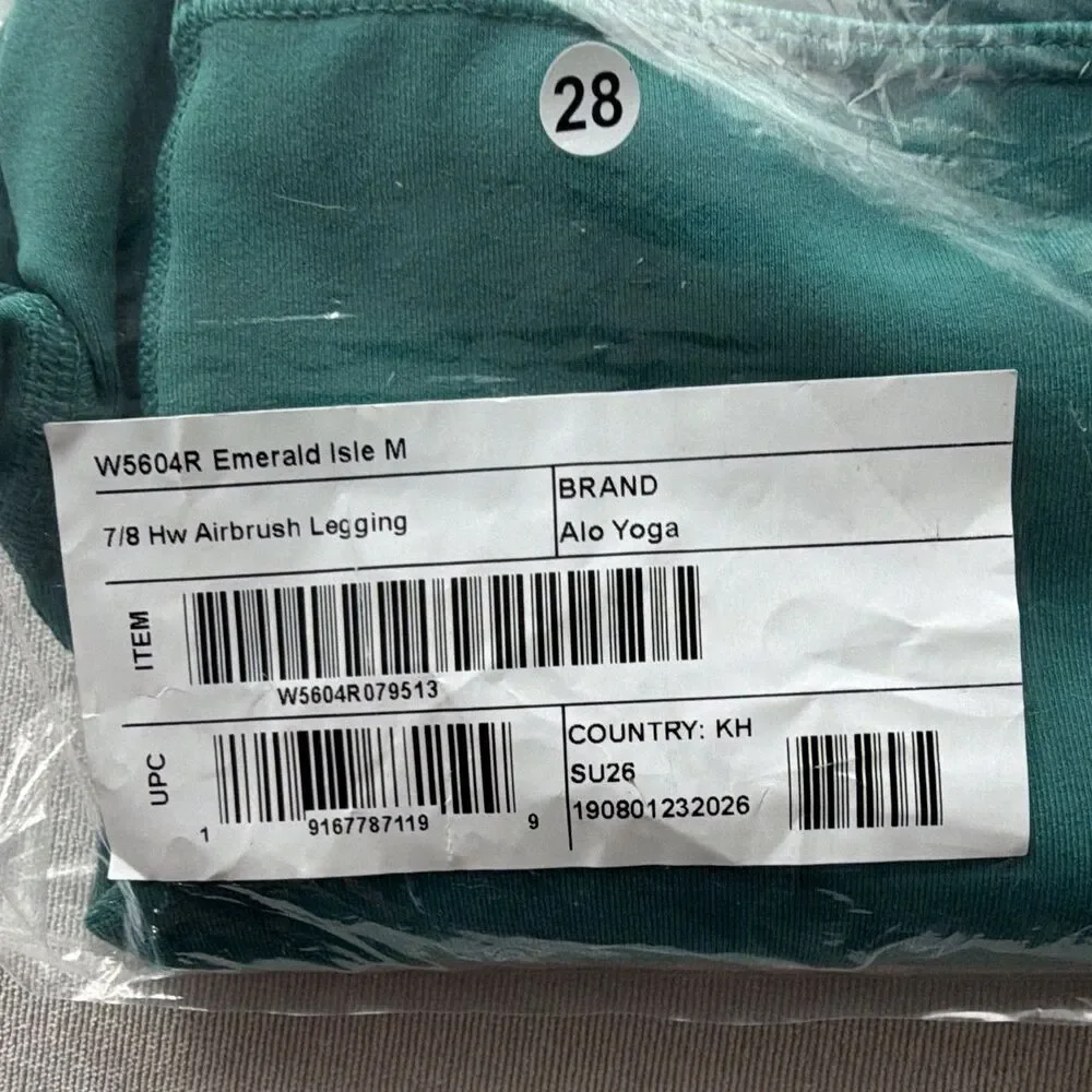 ALO YOGA 7/8 High-Waist Airbrush Legging Emerald Isle Green Size M Medium NWT